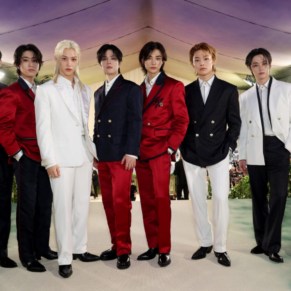 NEW YORK, NEW YORK - MAY 06: (L-R) Bang Chan, Han, Felix, Seungmin, Hyunjin, I.N, Lee Know, and Changbin of Stray Kids attend The 2024 Met Gala Celebrating "Sleeping Beauties: Reawakening Fashion" at The Metropolitan Museum of Art on May 06, 2024 in New York City.  (Photo by Kevin Mazur/MG24/Getty Images for The Met Museum/Vogue)